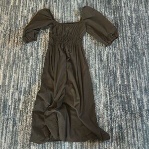 Black off the shoulder Reformation midi dress